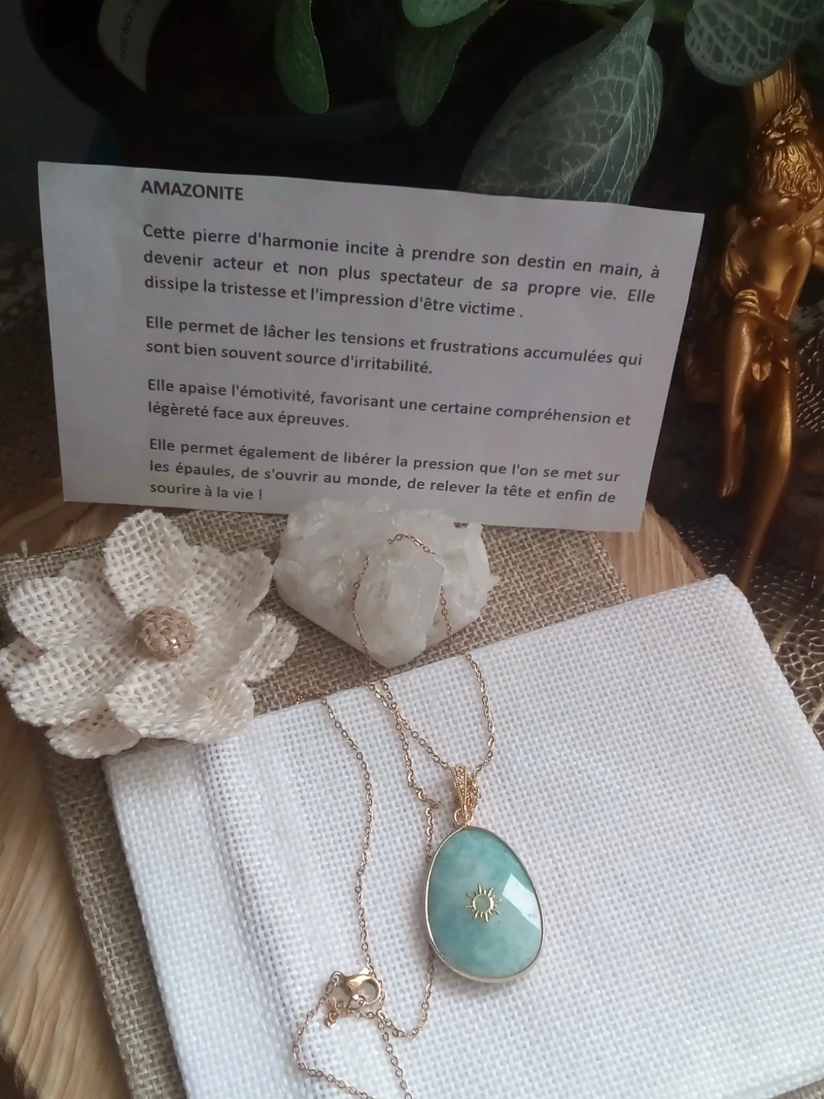 Collar de piedra de amazonita reversible natural – photo 2
